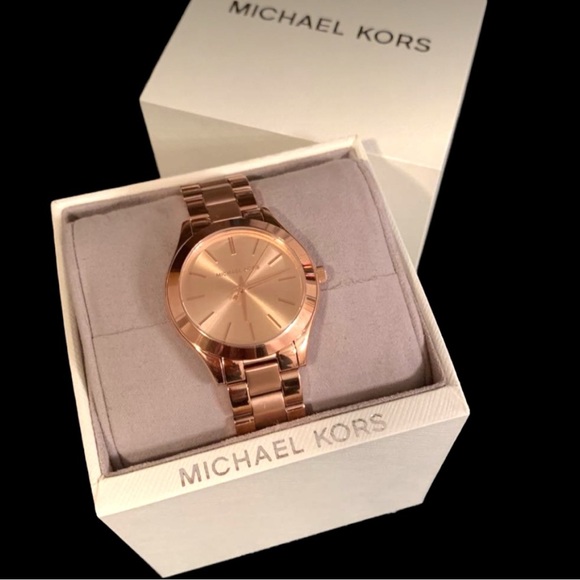 NWT Michael Kors Runway Slim Watch Rose Gold - Picture 3 of 7